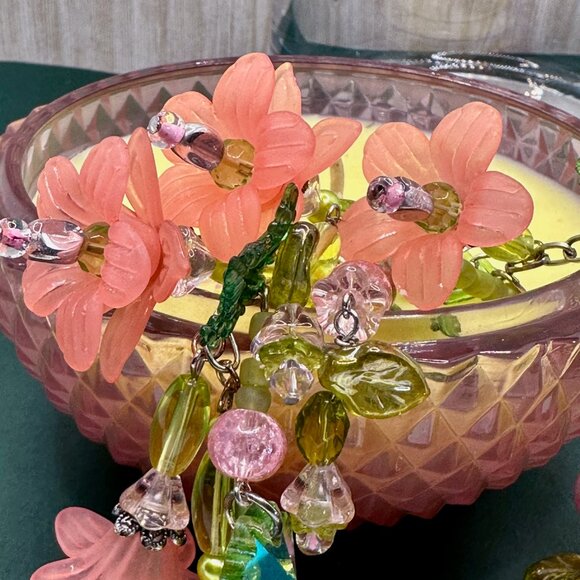 NEW - Handmade - Floral, Beaded Purse/Bag Charm - Picture 7 of 11